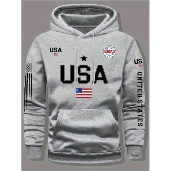 New Other - NWT Unisex USA Flag Gray Hoodie Multiple Sizes